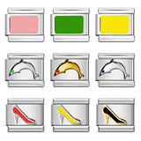 Color Stamping Series DIY Italian Module Bracelet Titanium Steel Gold Plated Drip Oil Elastic Splicing Bracelet Accessories Color Stamping Series DIY Italian Module Bracelet Titanium Steel Gold Plated Drip Oil Elastic Splicing Bracelet Accessories