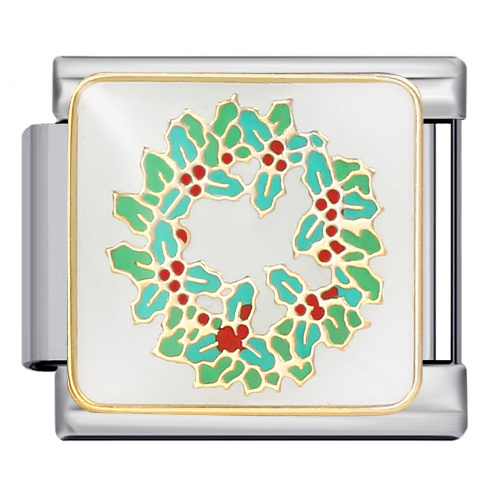 New Christmas Elements Italian Module Bracelet Personalized Welding Drip Oil Titanium Steel Bracelet DIY Strap Chain New Christmas Elements Italian Module Bracelet Personalized Welding Drip Oil Titanium Steel Bracelet DIY Strap Chain