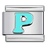 New Titanium Steel Sky Blue English Letter Series DIY Elastic Bracelet Accessories Italian Module Bracelet Alphebat New Titanium Steel Sky Blue English Letter Series DIY Elastic Bracelet Accessories Italian Module Bracelet Alphebat