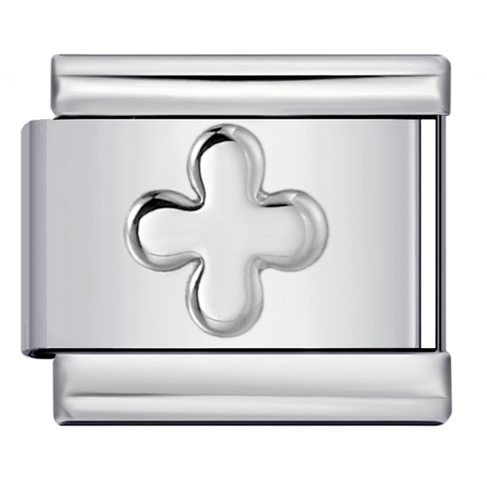 Titanium Steel Convex Silver Stamped DIY Italian Charm Bracelet with Unique Patterns Titanium Steel Convex Silver Stamped DIY Italian Charm Bracelet with Unique Patterns