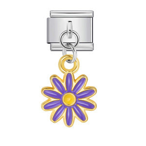 Single Silver Bottom Flower Pendant Italian Module Bracelet Stainless Steel Gold Plated Drip Oil DIY Hook Bracelet Single Silver Bottom Flower Pendant Italian Module Bracelet Stainless Steel Gold Plated Drip Oil DIY Hook Bracelet