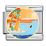 New River, Mountain, Seaside Scenery Italian Module Bracelet with Gold Plating and Oil Dripping DIY Welding Stainless Steel Bracelet New River, Mountain, Seaside Scenery Italian Module Bracelet with Gold Plating and Oil Dripping DIY Welding Stainless Steel Bracelet