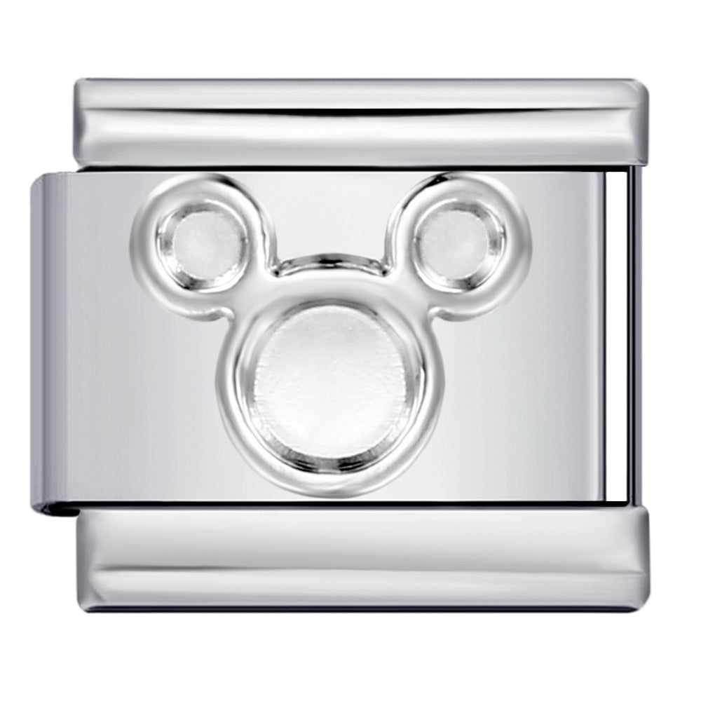 Convex Silver Stamping Pattern Italian Module Bracelet DIY Titanium Steel Bracelet Italian Charms Convex Silver Stamping Pattern Italian Module Bracelet DIY Titanium Steel Bracelet Italian Charms