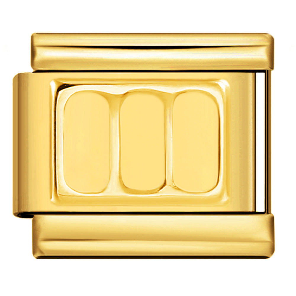 Italian Module Bracelet Titanium Steel All Gold Stamping Pattern DIY Italian Charm Bracelet Italian Module Bracelet Titanium Steel All Gold Stamping Pattern DIY Italian Charm Bracelet