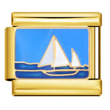 Gold Bottom Tourist Resort Scenery Pattern Italian Module Bracelet DIY Welding Drip Oil Stainless Steel Strap Chain Gold Bottom Tourist Resort Scenery Pattern Italian Module Bracelet DIY Welding Drip Oil Stainless Steel Strap Chain