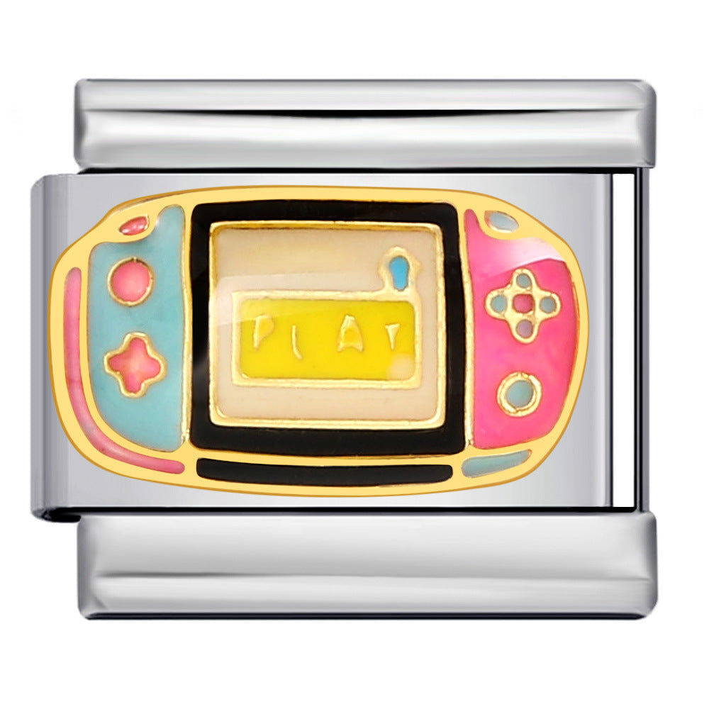 Colorful Childhood Toys Italian Module Bracelet Titanium Steel Welding Drip Oil Pattern DIY Bracelet Gift for Girls Colorful Childhood Toys Italian Module Bracelet Titanium Steel Welding Drip Oil Pattern DIY Bracelet Gift for Girls