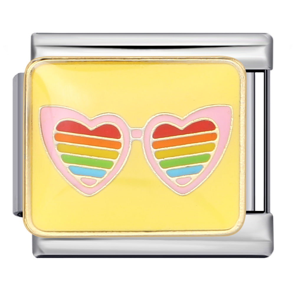 Colorful English Italian Module Bracelet Stainless Steel Welding Drip Oil DIY Jewelry Primary School Children's Gift Colorful English Italian Module Bracelet Stainless Steel Welding Drip Oil DIY Jewelry Primary School Children's Gift