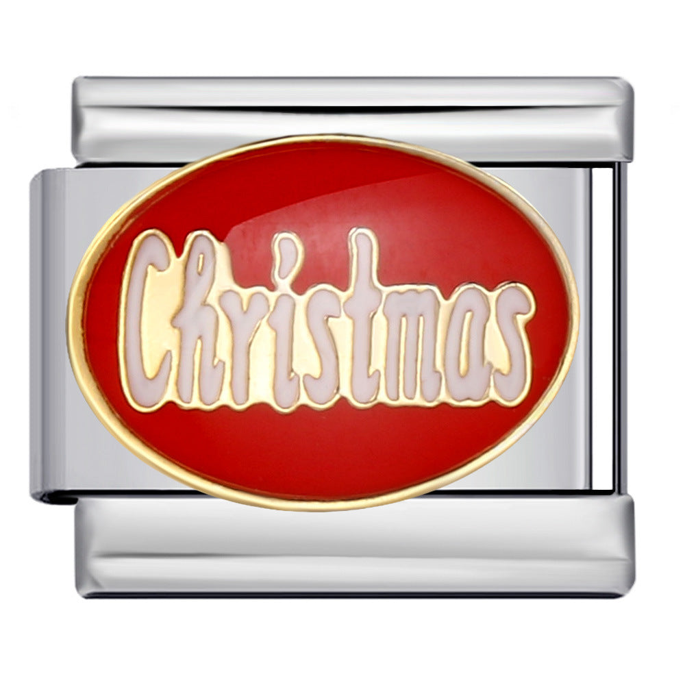 New Christmas Elements Italian Module Bracelet Personalized Welding Drip Oil Titanium Steel Bracelet DIY Strap Chain New Christmas Elements Italian Module Bracelet Personalized Welding Drip Oil Titanium Steel Bracelet DIY Strap Chain