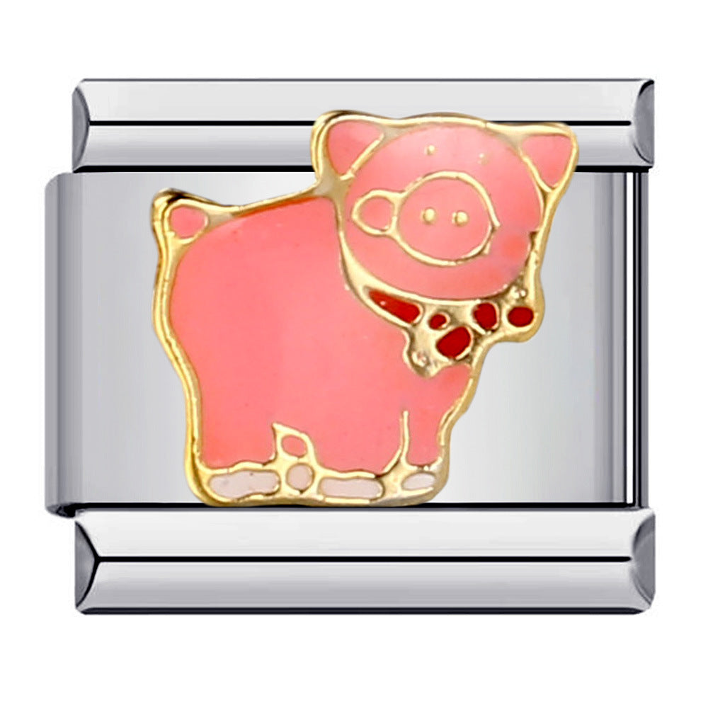 Stainless Steel Welding Drip Oil Animal DIY Italian Module Bracelet Italian Charm Bracelet Stainless Steel Welding Drip Oil Animal DIY Italian Module Bracelet Italian Charm Bracelet