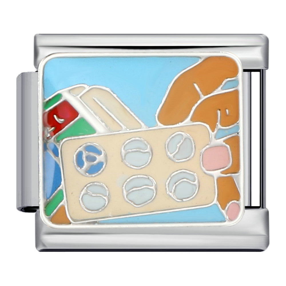 Fresh Illustration Series Italian Module Bracelet Titanium Steel Gold Plated Drip Oil DIY Welding Pattern Strap Chain Fresh Illustration Series Italian Module Bracelet Titanium Steel Gold Plated Drip Oil DIY Welding Pattern Strap Chain