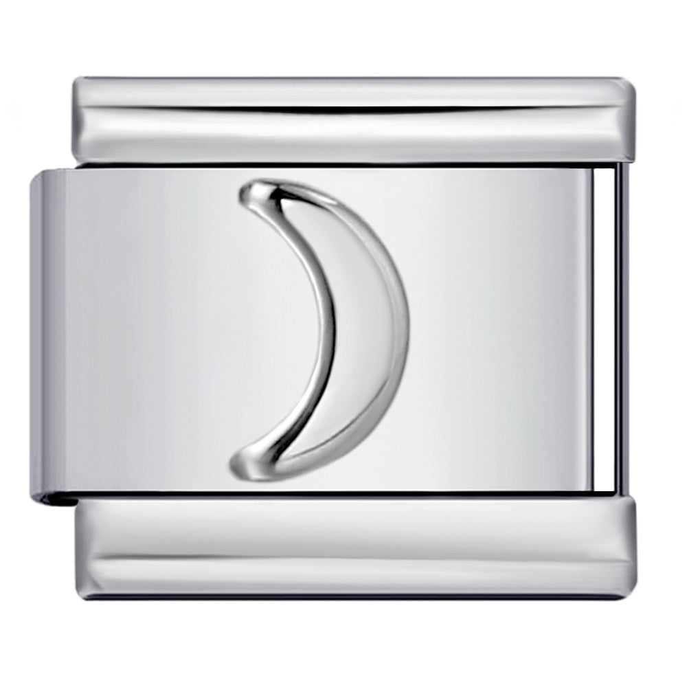 Titanium Steel Convex Silver Stamped DIY Italian Charm Bracelet with Unique Patterns Titanium Steel Convex Silver Stamped DIY Italian Charm Bracelet with Unique Patterns