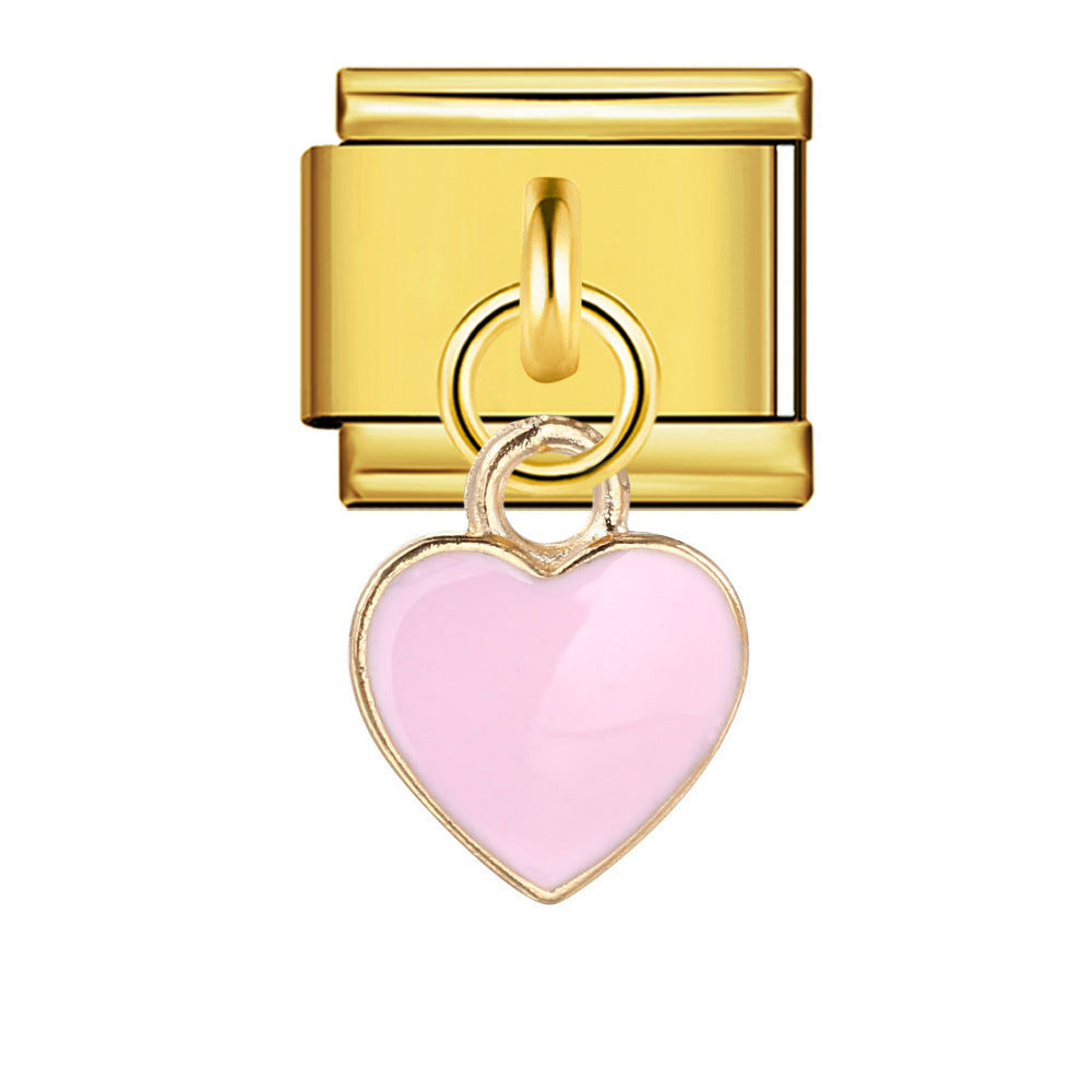 New Gold Bottom Love Pendant Italian Module Bracelet Stainless Steel Welding DIY Elastic Strap Chain Wholesale New Gold Bottom Love Pendant Italian Module Bracelet Stainless Steel Welding DIY Elastic Strap Chain Wholesale