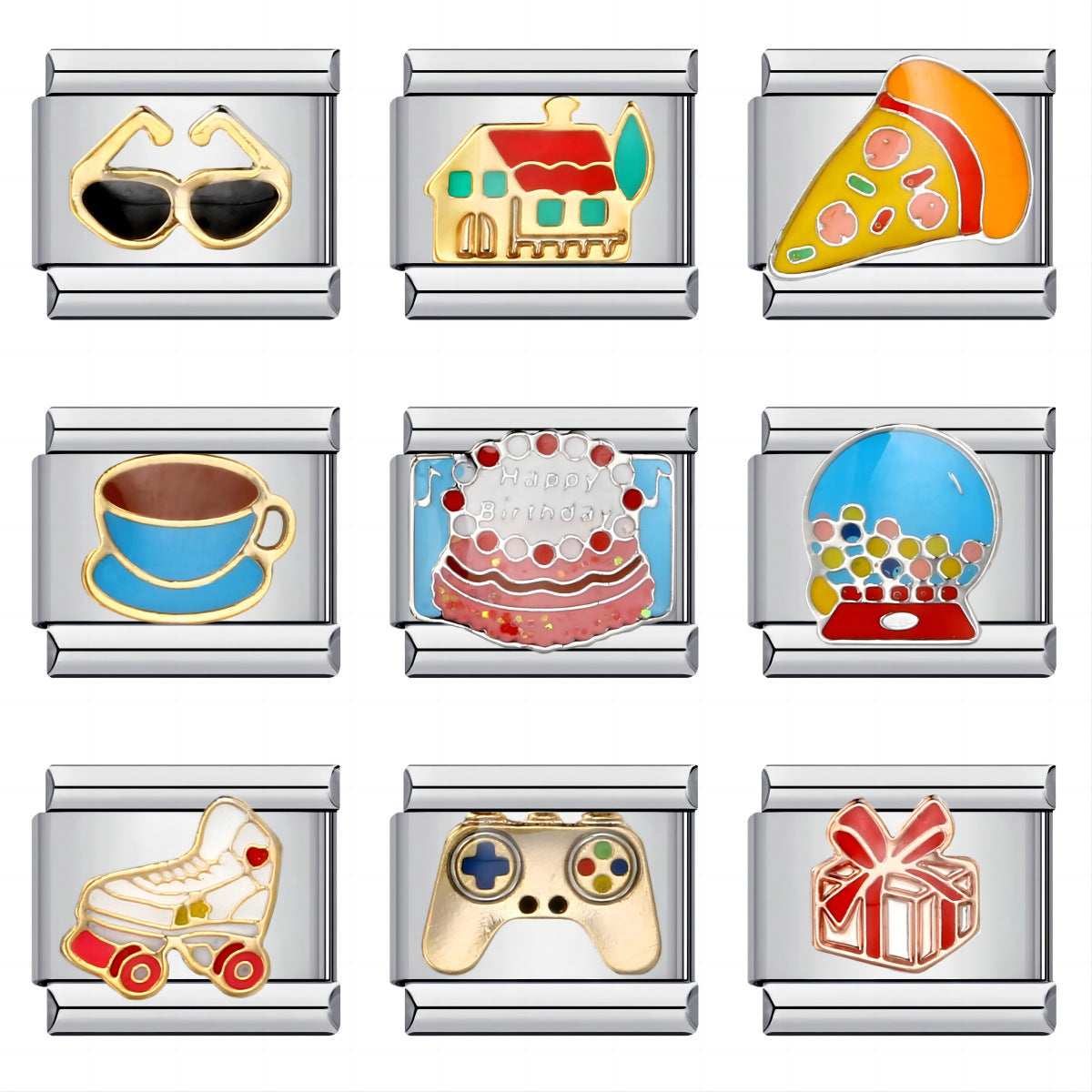 Titanium Steel Welded Gold-plated Drop Oil Cartoon DIY Italian Module Bracelet Italian Charm Bracelet Titanium Steel Welded Gold-plated Drop Oil Cartoon DIY Italian Module Bracelet Italian Charm Bracelet