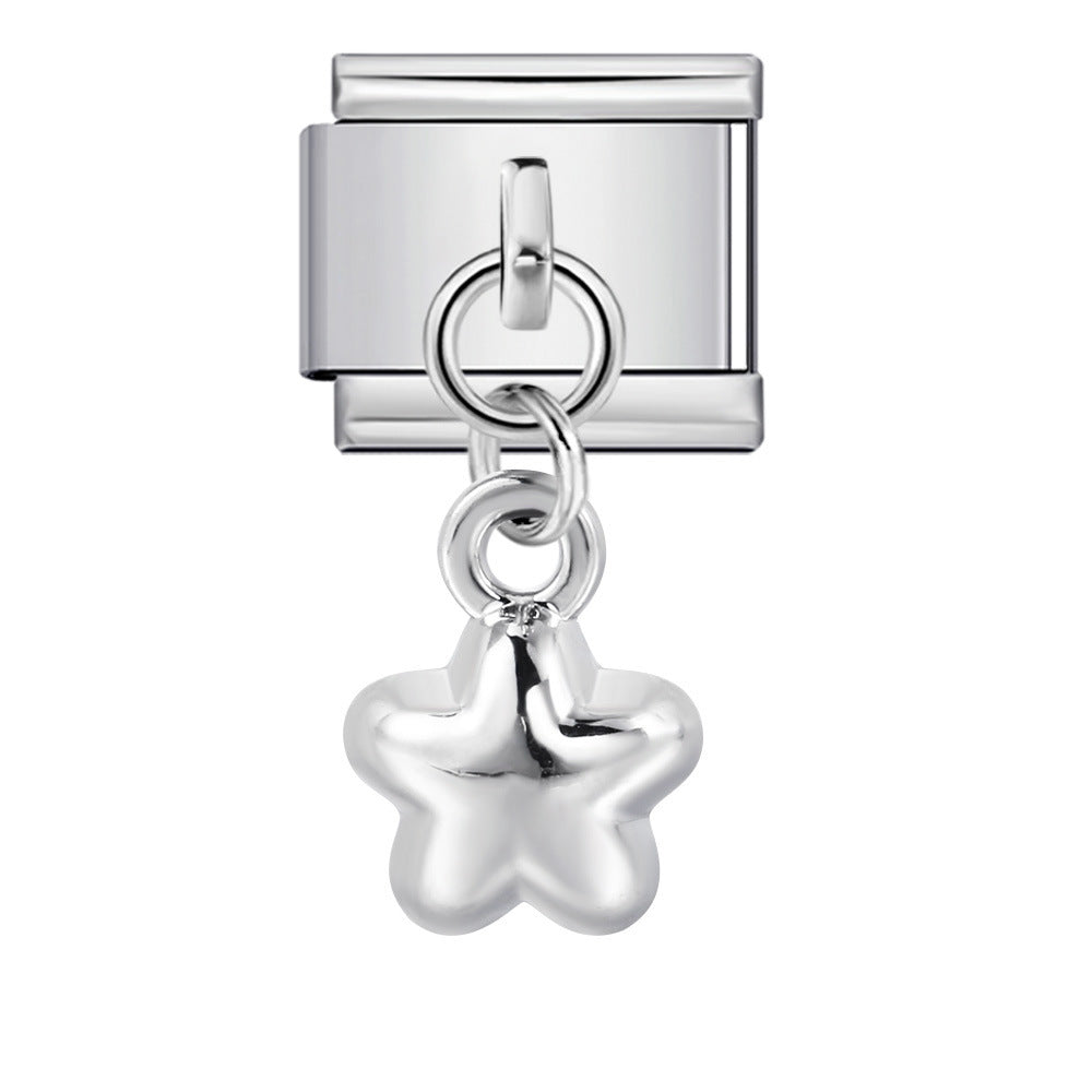 Hot-selling single hook Italian modular bracelet with heart pendant, DIY stretchable titanium steel watchband chain Hot-selling single hook Italian modular bracelet with heart pendant, DIY stretchable titanium steel watchband chain