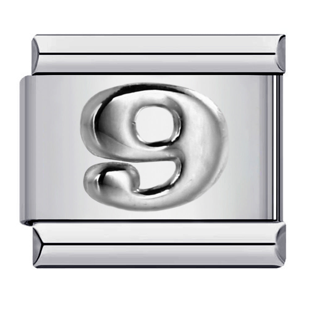 New titanium steel concave convex Arabic numerals DIY Italian module bracelet Italian Module New titanium steel concave convex Arabic numerals DIY Italian module bracelet Italian Module