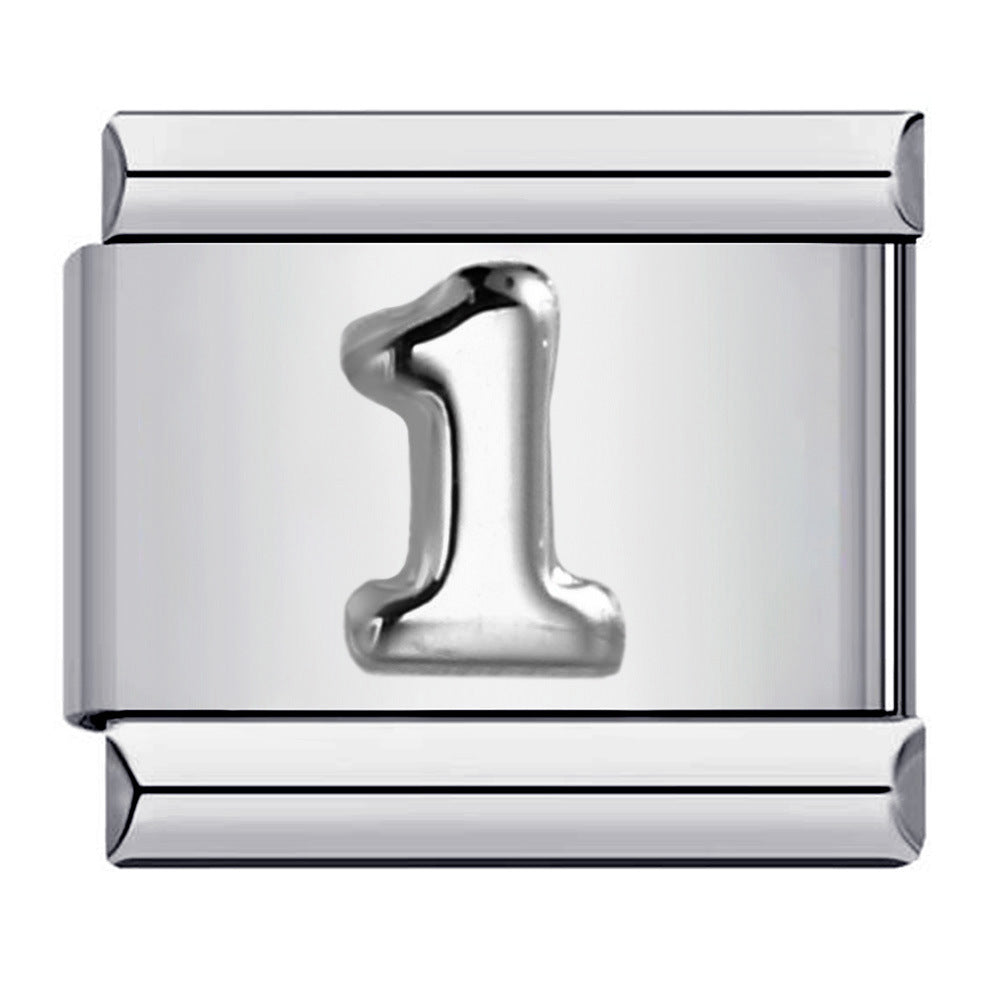 New titanium steel concave convex Arabic numerals DIY Italian module bracelet Italian Module New titanium steel concave convex Arabic numerals DIY Italian module bracelet Italian Module