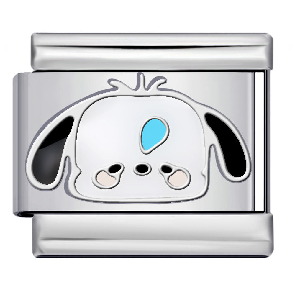 Cute Cartoon Character Series Titanium Steel Welding Drip Oil DIY Bracelet Italian Module Bracelet Accessories Wholesale Cute Cartoon Character Series Titanium Steel Welding Drip Oil DIY Bracelet Italian Module Bracelet Accessories Wholesale