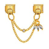 Double Hook Italian Modular Bracelet with Heart Pendant Chain Link Titanium Steel DIY Jewelry Double Hook Italian Modular Bracelet with Heart Pendant Chain Link Titanium Steel DIY Jewelry