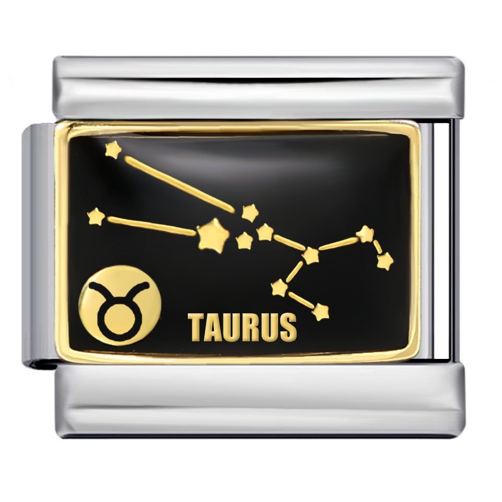 New 12 Constellation Series Italian Module Bracelet Stainless Steel Welding Gold Plating Drip Oil DIY Pattern Bracelet New 12 Constellation Series Italian Module Bracelet Stainless Steel Welding Gold Plating Drip Oil DIY Pattern Bracelet