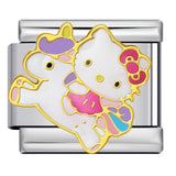 Cute Cartoon Cat Titanium Steel Welded Drip Bracelet DIY Italian Modular Charm Friendship Gift for Besties Cute Cartoon Cat Titanium Steel Welded Drip Bracelet DIY Italian Modular Charm Friendship Gift for Besties