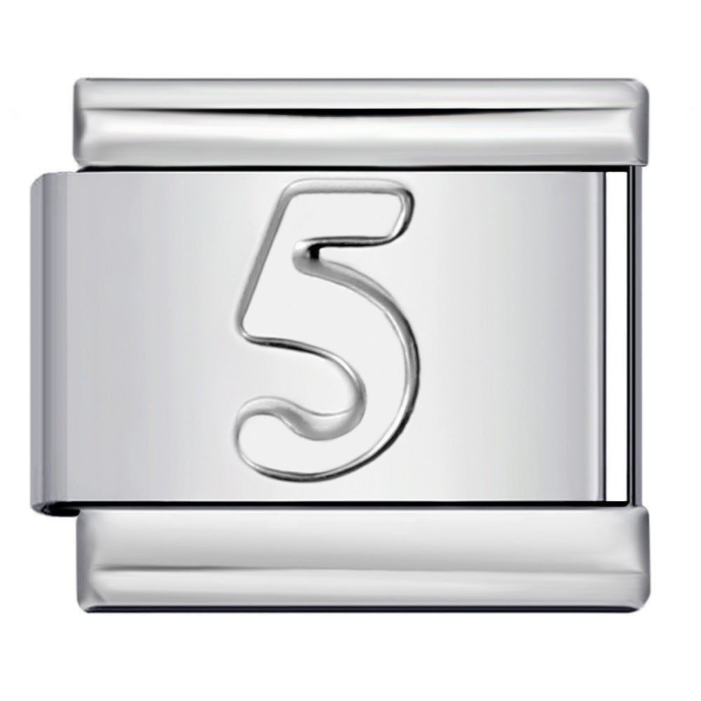 New titanium steel concave convex Arabic numerals DIY Italian module bracelet Italian Module New titanium steel concave convex Arabic numerals DIY Italian module bracelet Italian Module