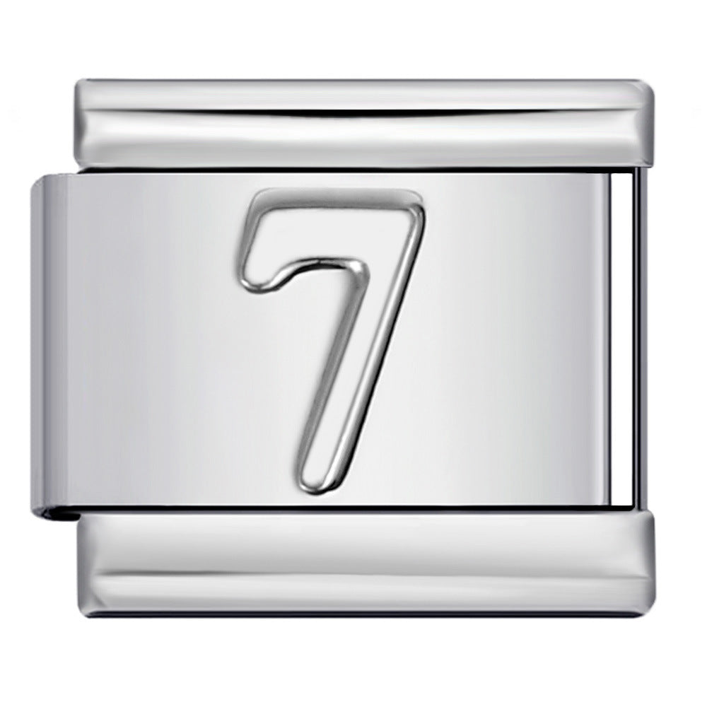 New titanium steel concave convex Arabic numerals DIY Italian module bracelet Italian Module New titanium steel concave convex Arabic numerals DIY Italian module bracelet Italian Module