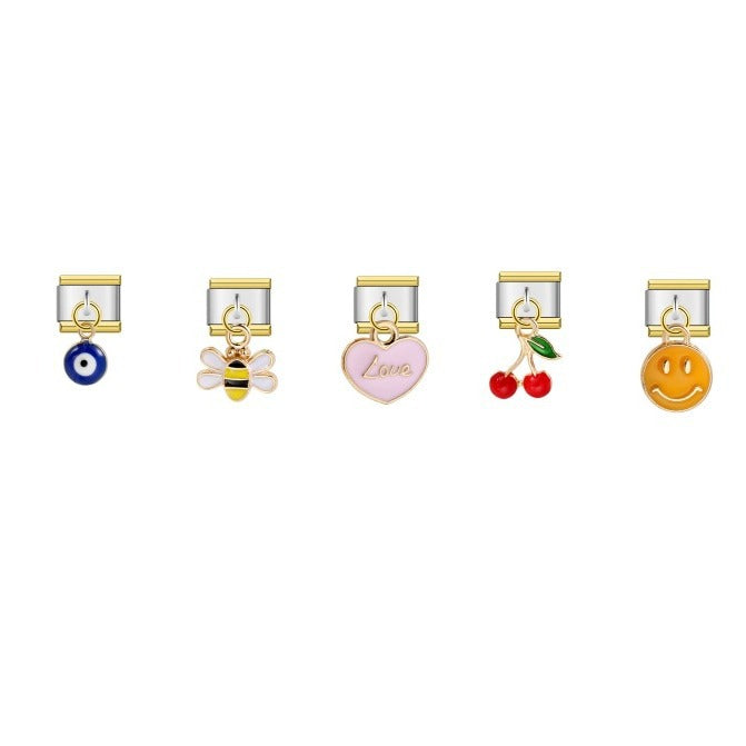 Single Hook Italian Module Bracelet, Square Elastic Splicing Titanium Steel Strap Chain, Italian Charm Single Hook Italian Module Bracelet, Square Elastic Splicing Titanium Steel Strap Chain, Italian Charm