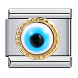 Cross Border New Devil's Eye Italian Module Bracelet Titanium Steel Welding Drip Oil Cartoon DIY Elastic Bracelet Cross Border New Devil's Eye Italian Module Bracelet Titanium Steel Welding Drip Oil Cartoon DIY Elastic Bracelet