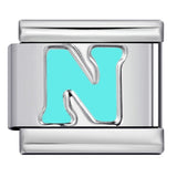 New Titanium Steel Sky Blue English Letter Series DIY Elastic Bracelet Accessories Italian Module Bracelet Alphebat New Titanium Steel Sky Blue English Letter Series DIY Elastic Bracelet Accessories Italian Module Bracelet Alphebat