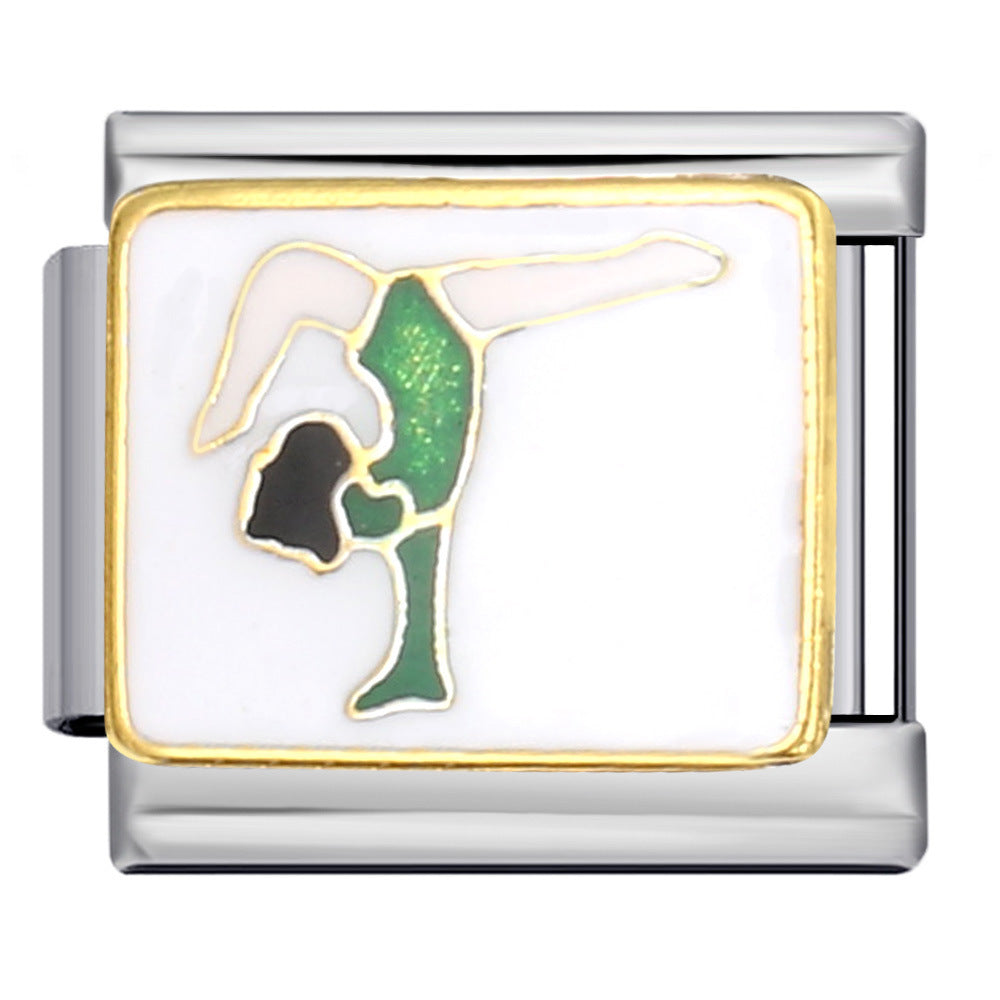 Sports Series DIY Stainless Steel Italian Module Bracelet Welding Pattern Personalized Elastic Splicing Bracelet Sports Series DIY Stainless Steel Italian Module Bracelet Welding Pattern Personalized Elastic Splicing Bracelet