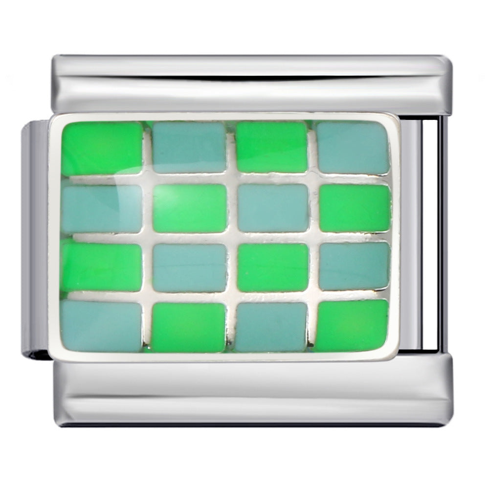 Fashion Color Checkerboard Series Italian Module Bracelet Titanium Steel Welding Drip Oil DIY Free Splicing Bracelet Fashion Color Checkerboard Series Italian Module Bracelet Titanium Steel Welding Drip Oil DIY Free Splicing Bracelet