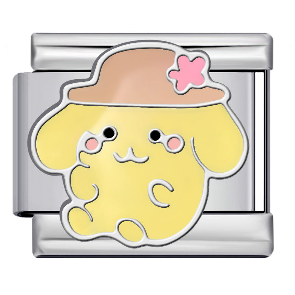 Cute Cartoon Character Series Titanium Steel Welding Drip Oil DIY Bracelet Italian Module Bracelet Accessories Wholesale Cute Cartoon Character Series Titanium Steel Welding Drip Oil DIY Bracelet Italian Module Bracelet Accessories Wholesale