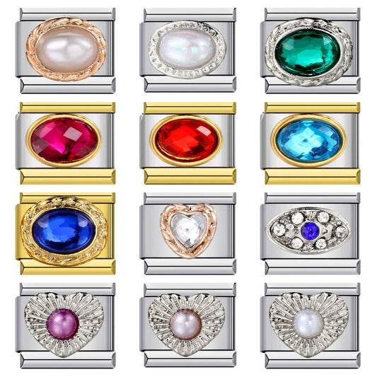 Inlaid New Titanium Steel Welding Oil Drop DIY Italian Module Bracelet Italian Charm Bracelet