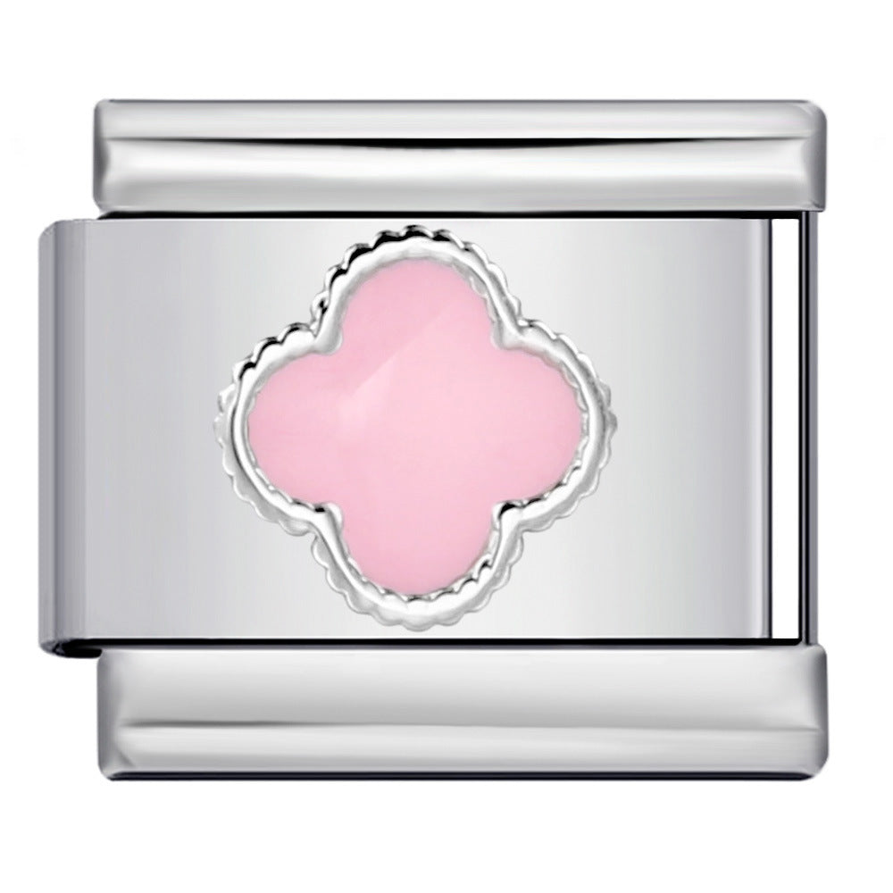 Color Dripping Oil Clover Module Bracelet Stainless Steel Stamping Pattern DIY Elastic Bracelet Accessories Wholesale Color Dripping Oil Clover Module Bracelet Stainless Steel Stamping Pattern DIY Elastic Bracelet Accessories Wholesale