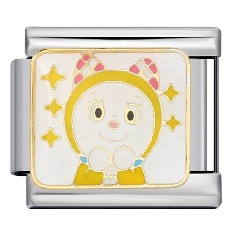 Cross Border Cartoon Animal Series Titanium Steel Welding Drip Oil DIY Bracelet Italian Module Bracelet Accessories Wholesale Cross Border Cartoon Animal Series Titanium Steel Welding Drip Oil DIY Bracelet Italian Module Bracelet Accessories Wholesale