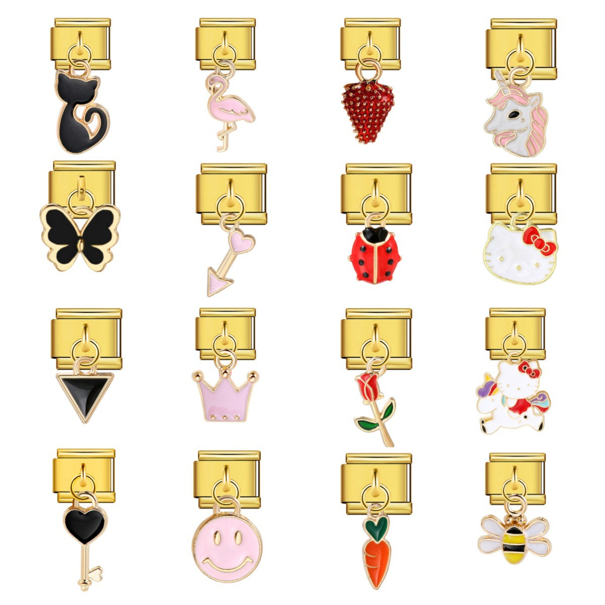 Charm Pendant Hook Style Italian Module Bracelet Titanium Steel Drip Oil Pattern DIY Bracelet Gift for Girls Charm Pendant Hook Style Italian Module Bracelet Titanium Steel Drip Oil Pattern DIY Bracelet Gift for Girls