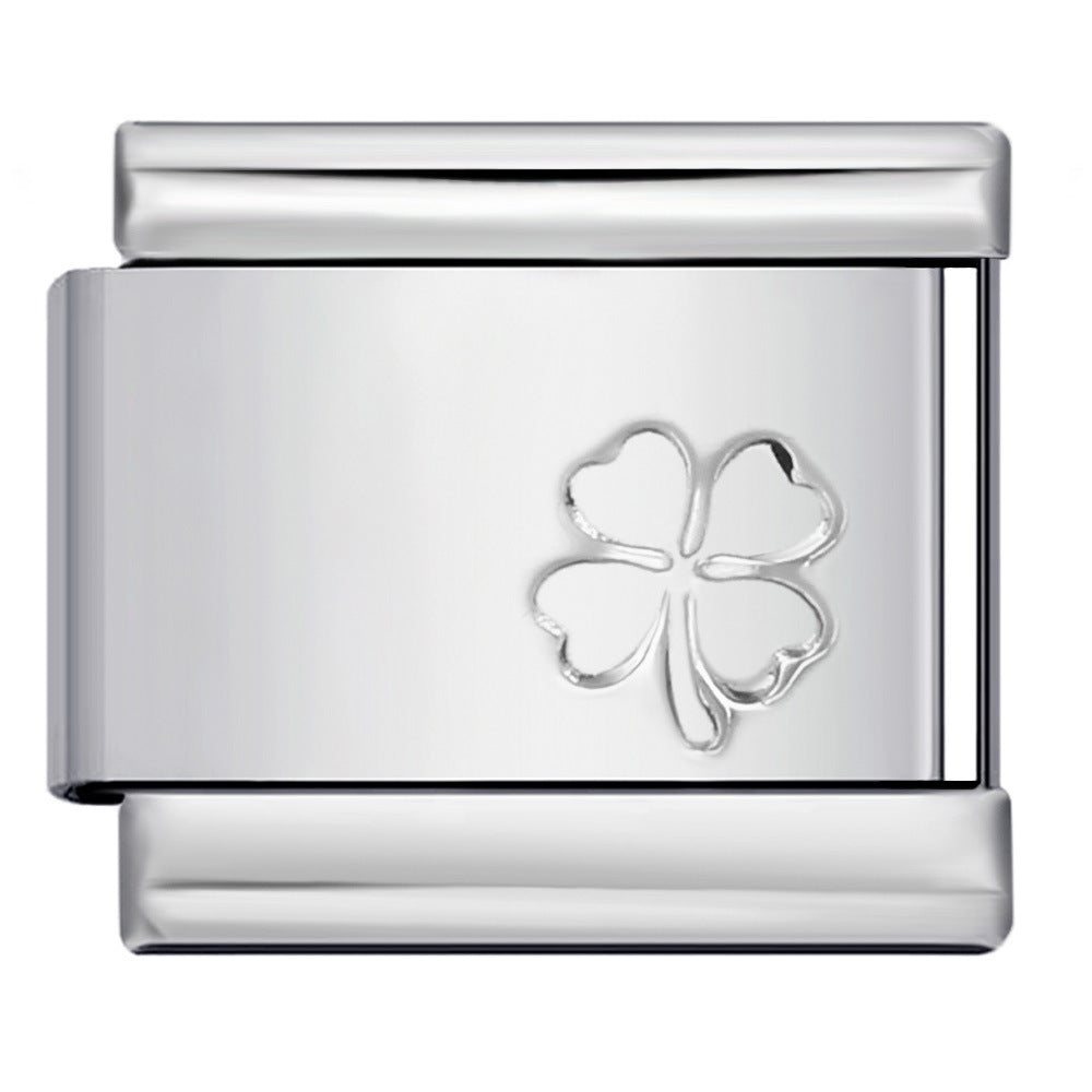 Concave Silver Titanium Steel Stamping Pattern DIY Italian Module Bracelet Italian Charm Bracelet Concave Silver Titanium Steel Stamping Pattern DIY Italian Module Bracelet Italian Charm Bracelet