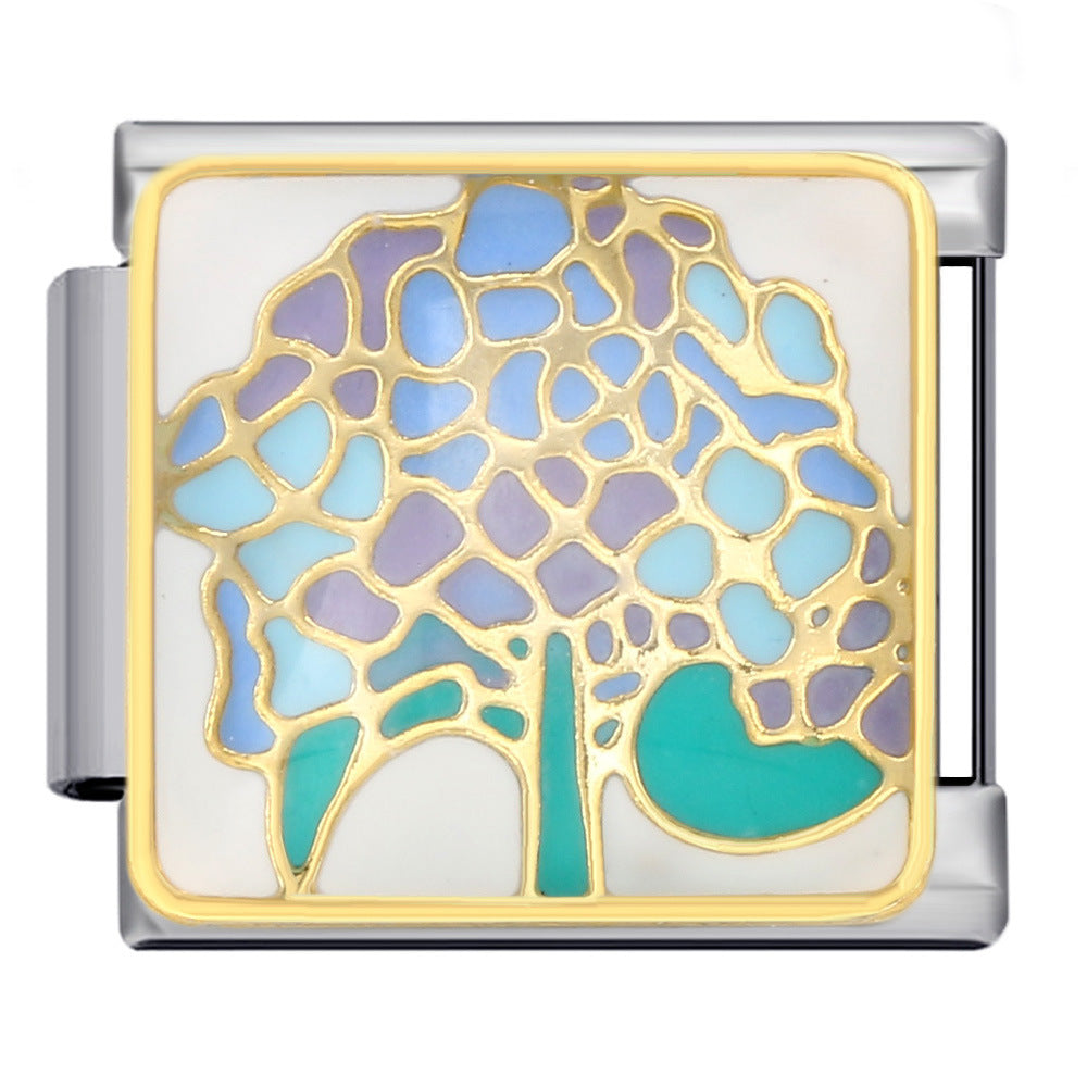 Flower Series Italian Module Bracelet Stainless Steel Welding Gold Plating Drip Oil DIY Elastic Bracelet Accessories Wholesale Flower Series Italian Module Bracelet Stainless Steel Welding Gold Plating Drip Oil DIY Elastic Bracelet Accessories Wholesale