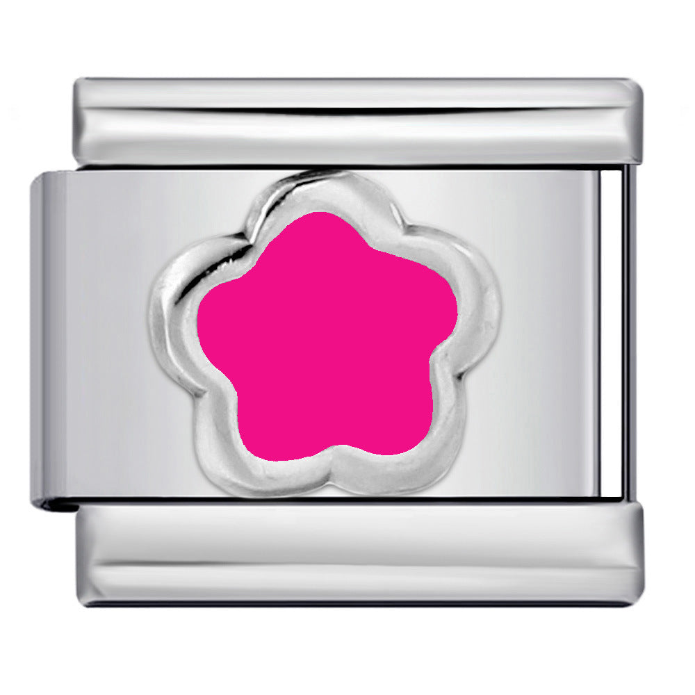 Color Drip Oil Petal Stamping Series DIY Italian Module Bracelet Titanium Steel Gold Plated Elastic Splicing Bracelet Color Drip Oil Petal Stamping Series DIY Italian Module Bracelet Titanium Steel Gold Plated Elastic Splicing Bracelet