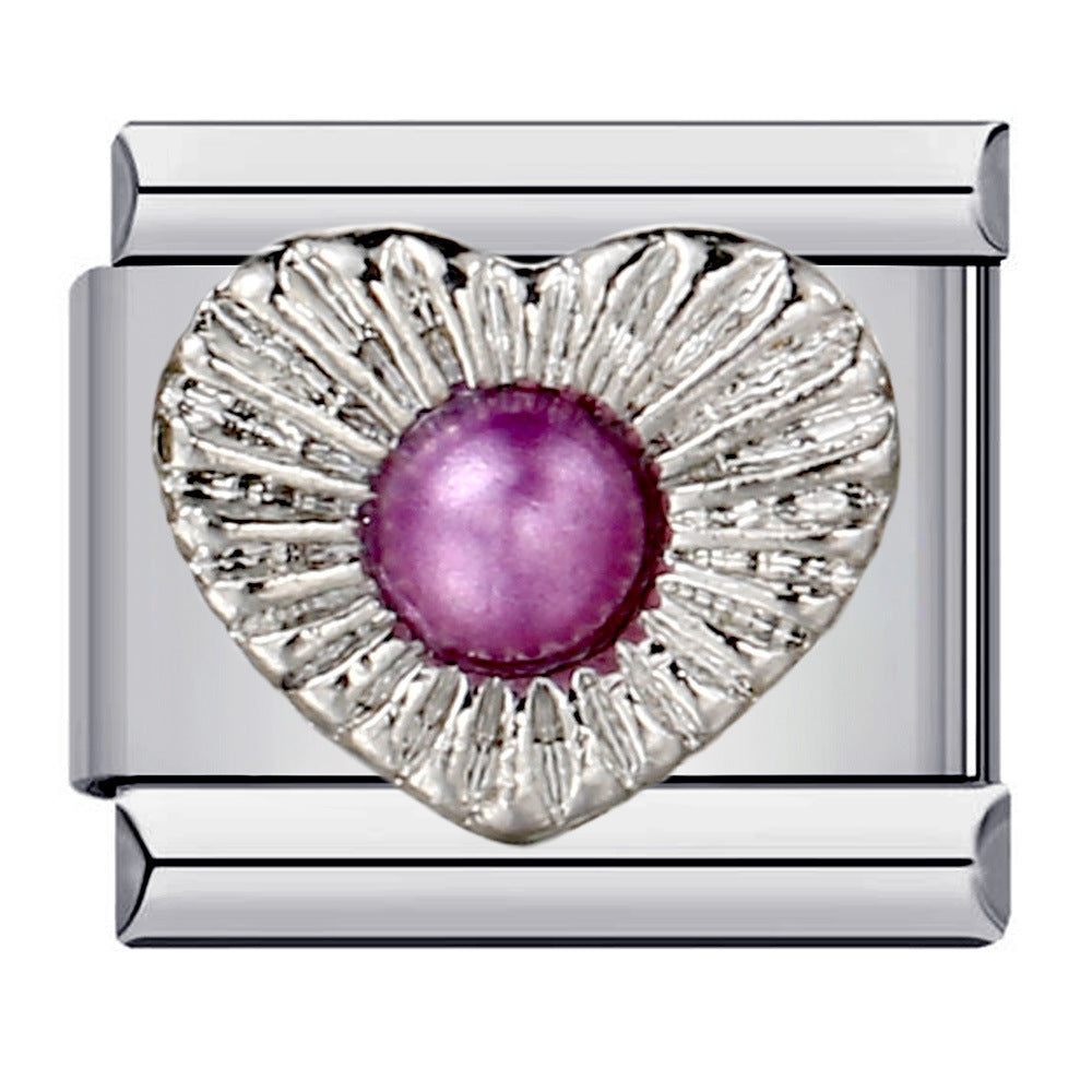 New Stainless Steel Welded Drip Oil Mysterious Purple DIY Italian Modular Bracelet Italian Charm New Stainless Steel Welded Drip Oil Mysterious Purple DIY Italian Modular Bracelet Italian Charm