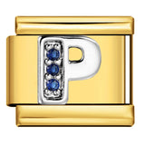 Italian Module Bracelet Gold Background Blue Diamond Letters DIY Stainless Steel Elastic Assembly Welded Strap Bracelet Italian Module Bracelet Gold Background Blue Diamond Letters DIY Stainless Steel Elastic Assembly Welded Strap Bracelet