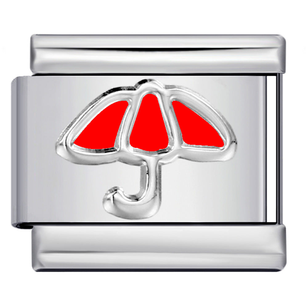 New Color Dripping Oil Umbrella Pattern DIY Italian Module Bracelet Stainless Steel Stamped Splicing Strap Chain New Color Dripping Oil Umbrella Pattern DIY Italian Module Bracelet Stainless Steel Stamped Splicing Strap Chain