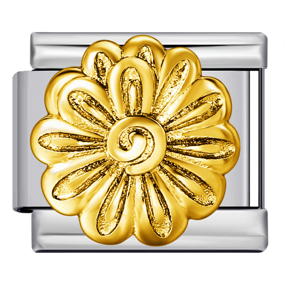 New Flower Series Titanium Steel Bracelet Welding Pattern Drip Oil DIY Italian Module Bracelet Strap Chain Wholesale New Flower Series Titanium Steel Bracelet Welding Pattern Drip Oil DIY Italian Module Bracelet Strap Chain Wholesale