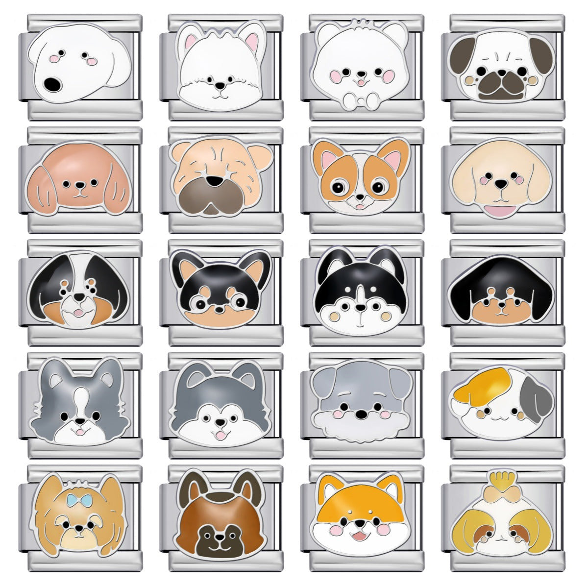 Cute Cartoon Dog Cute Pet Series Titanium Steel Welding Drip Oil DIY Italian Module Bracelet Accessories Cute Cartoon Dog Cute Pet Series Titanium Steel Welding Drip Oil DIY Italian Module Bracelet Accessories