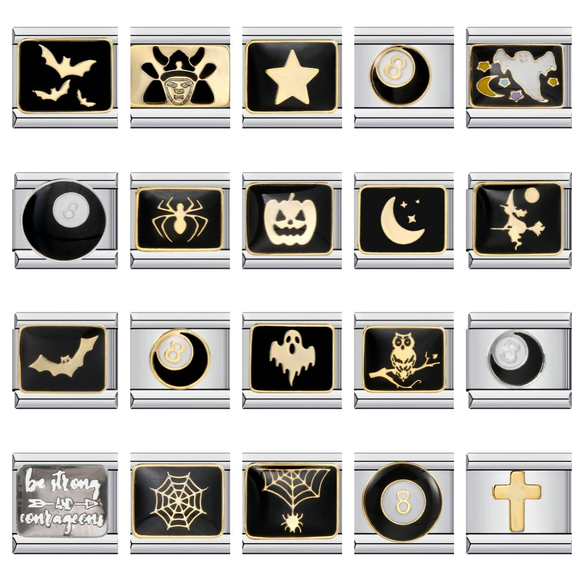 European and American Popular Halloween Module Bracelet with Titanium Steel Welding and Oil Dripping Dark Pattern Italian Modular European and American Popular Halloween Module Bracelet with Titanium Steel Welding and Oil Dripping Dark Pattern Italian Modular