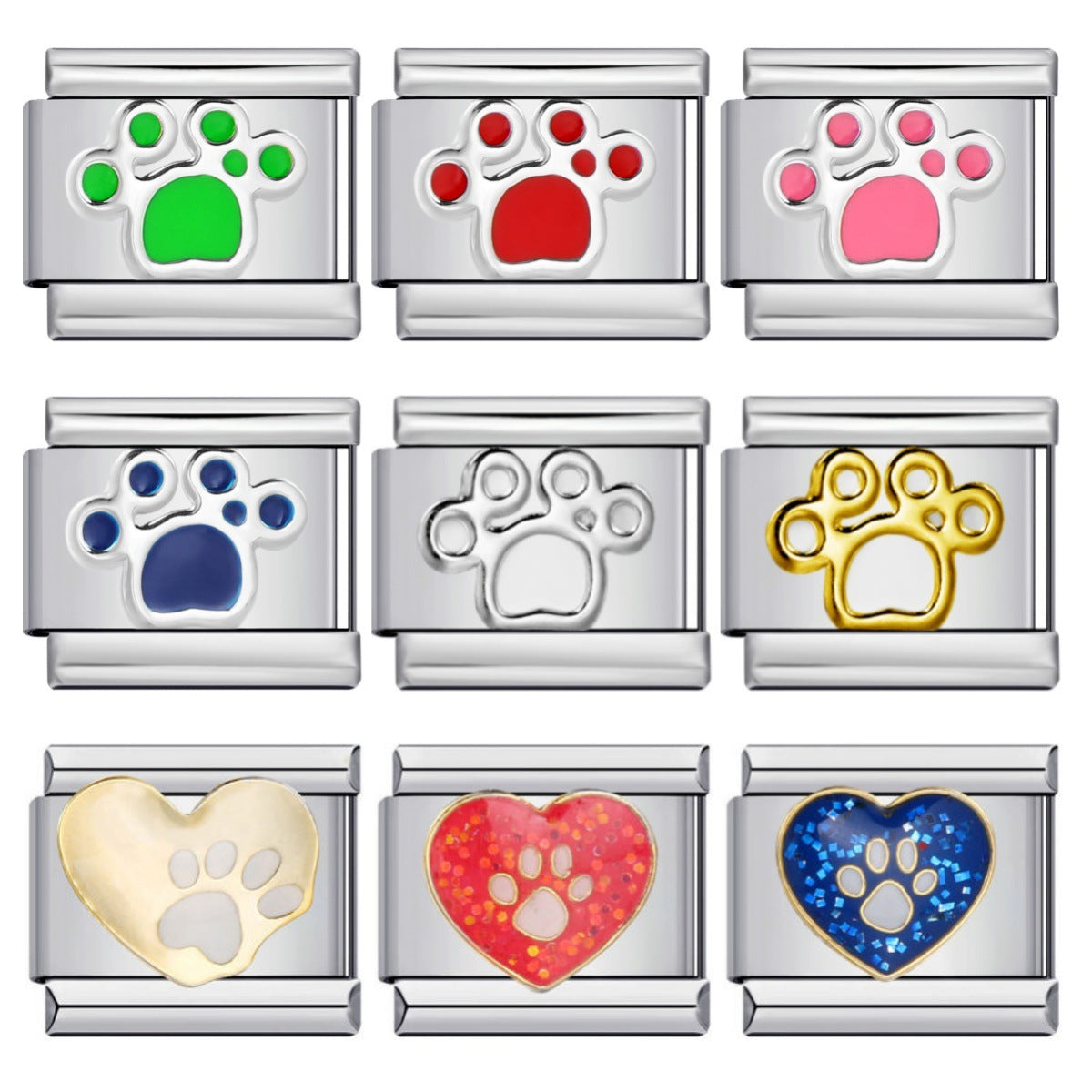 New Titanium Steel Color Dripping Oil Cat Claw Series Italian Module Bracelet DIY Elastic Splicing Bracelet New Titanium Steel Color Dripping Oil Cat Claw Series Italian Module Bracelet DIY Elastic Splicing Bracelet