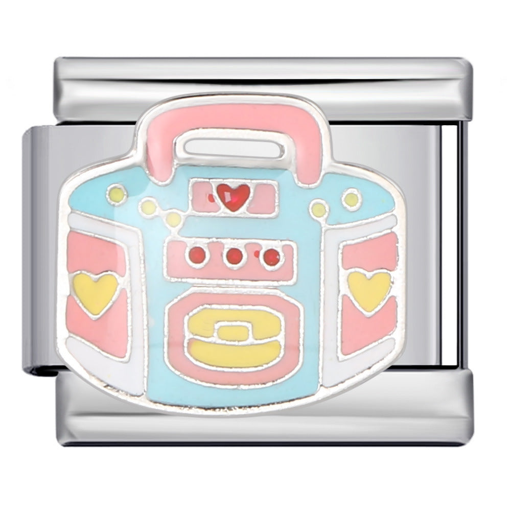 Hot Sale Personalized Titanium Steel Gold-plated Drip Oil Bracelet, DIY Italian Modular Bracelet, Little Girl's Gift. Hot Sale Personalized Titanium Steel Gold-plated Drip Oil Bracelet, DIY Italian Modular Bracelet, Little Girl's Gift.