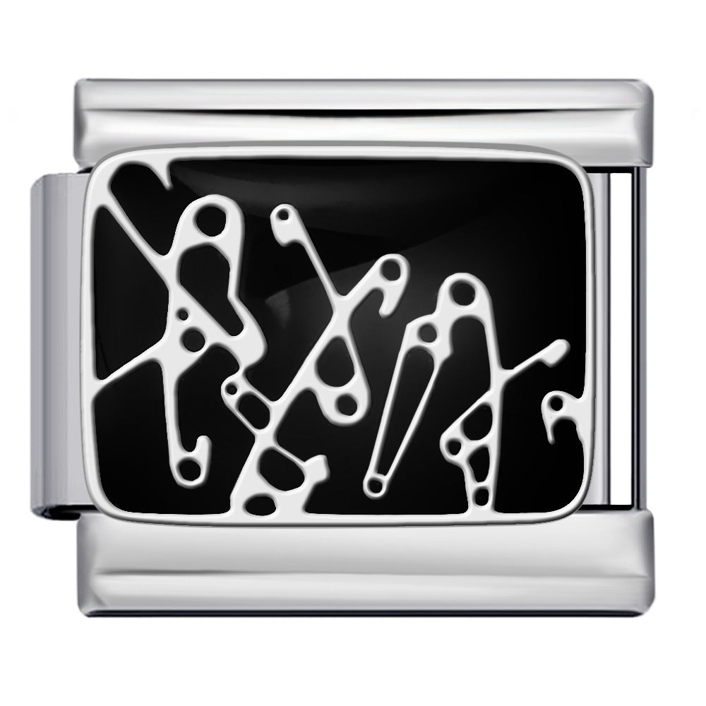 New DIY Italian Module Bracelet Titanium Steel Drip Oil Welding Pattern Strap Chain Fashion Splicing Strap Chain New DIY Italian Module Bracelet Titanium Steel Drip Oil Welding Pattern Strap Chain Fashion Splicing Strap Chain