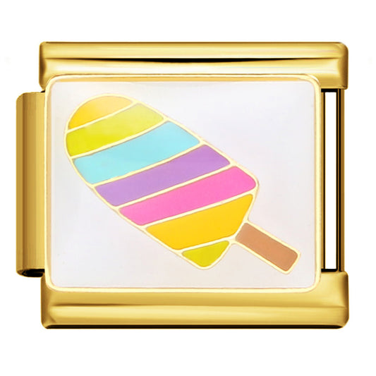 Gold and Silver Bottom Colorful Pattern Italian Module Bracelet Titanium Steel Welding Drip Oil DIY Bracelet Girlfriend Gift for Girls