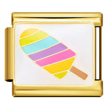 Gold and Silver Bottom Colorful Pattern Italian Module Bracelet Titanium Steel Welding Drip Oil DIY Bracelet Girlfriend Gift for Girls Gold and Silver Bottom Colorful Pattern Italian Module Bracelet Titanium Steel Welding Drip Oil DIY Bracelet Girlfriend Gift for Girls